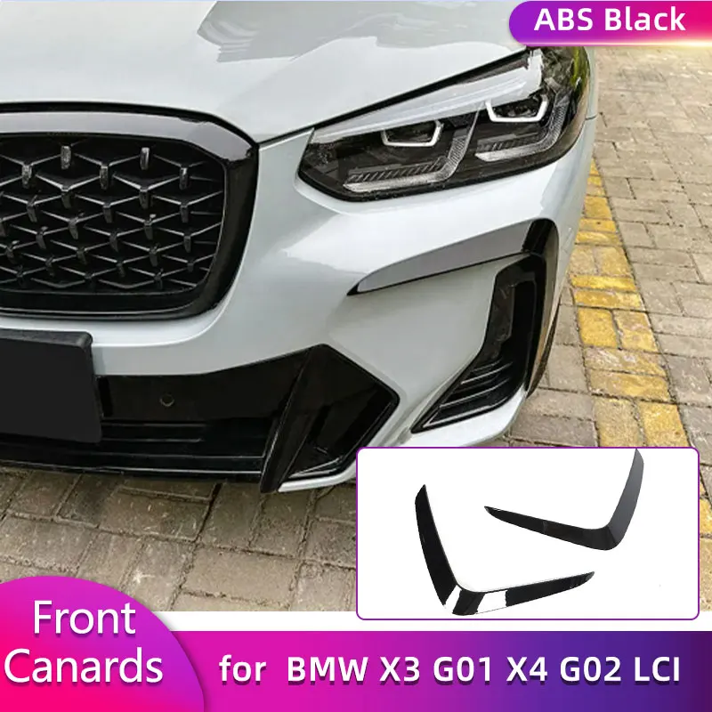 

ABS Gloss Black Front Air Vents Trims for BMW X3 G01 X4 G02 LCI 2021-2024 Car Racing Front Fog Light Canards Fins Body Kits