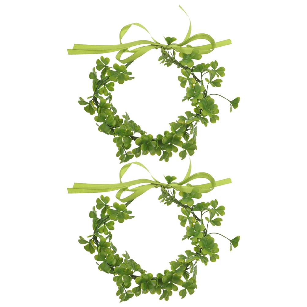 

2pcs Shamrock Headband Ribbon Adjustable Floral Crown St Patrick'S Day Party Bridal Tiara Garland Accessories