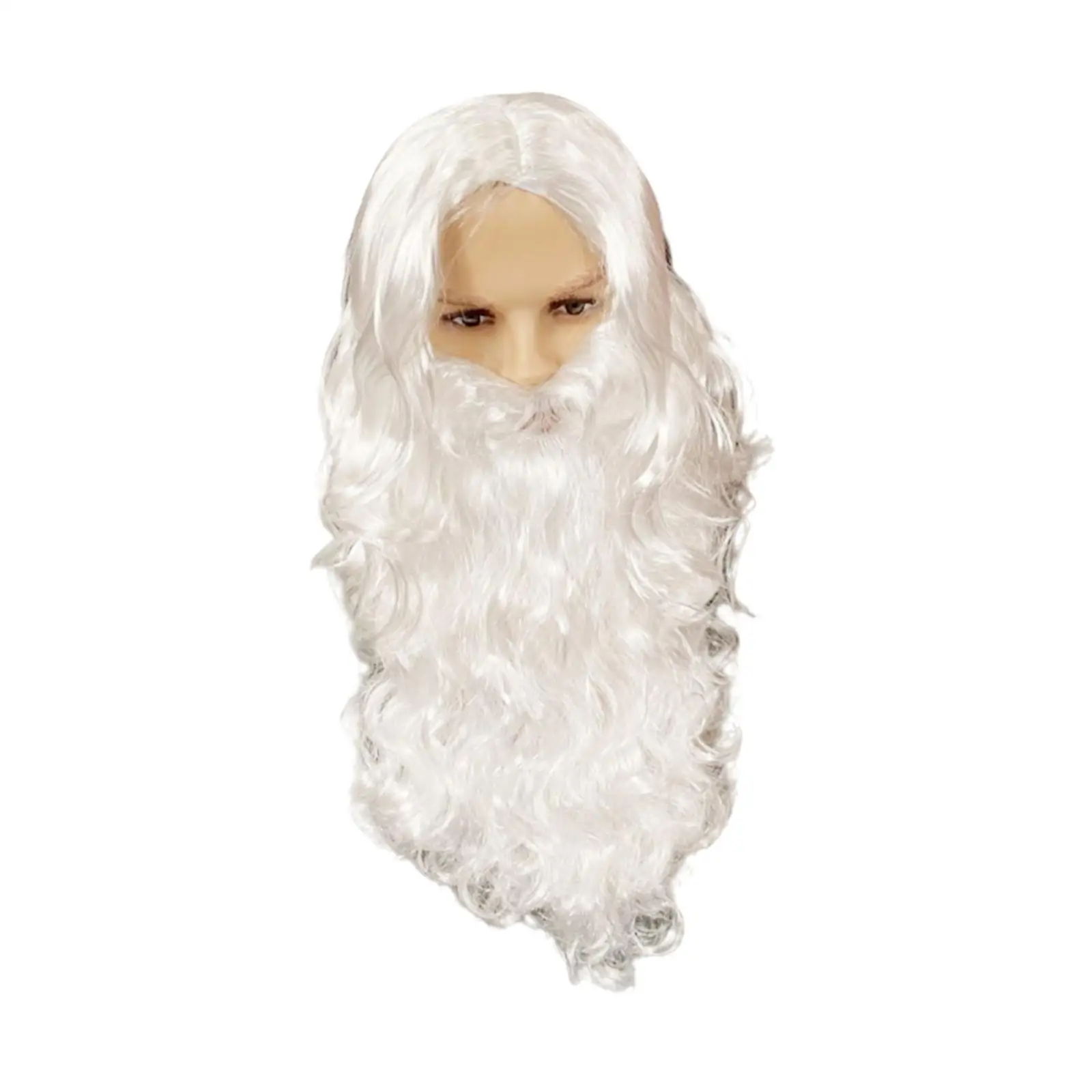 Peruca de papai noel e barba cosplay de natal acessório de fantasia de papai noel, peruca de cabelo encaracolado peruca de fantasia de natal para desempenho