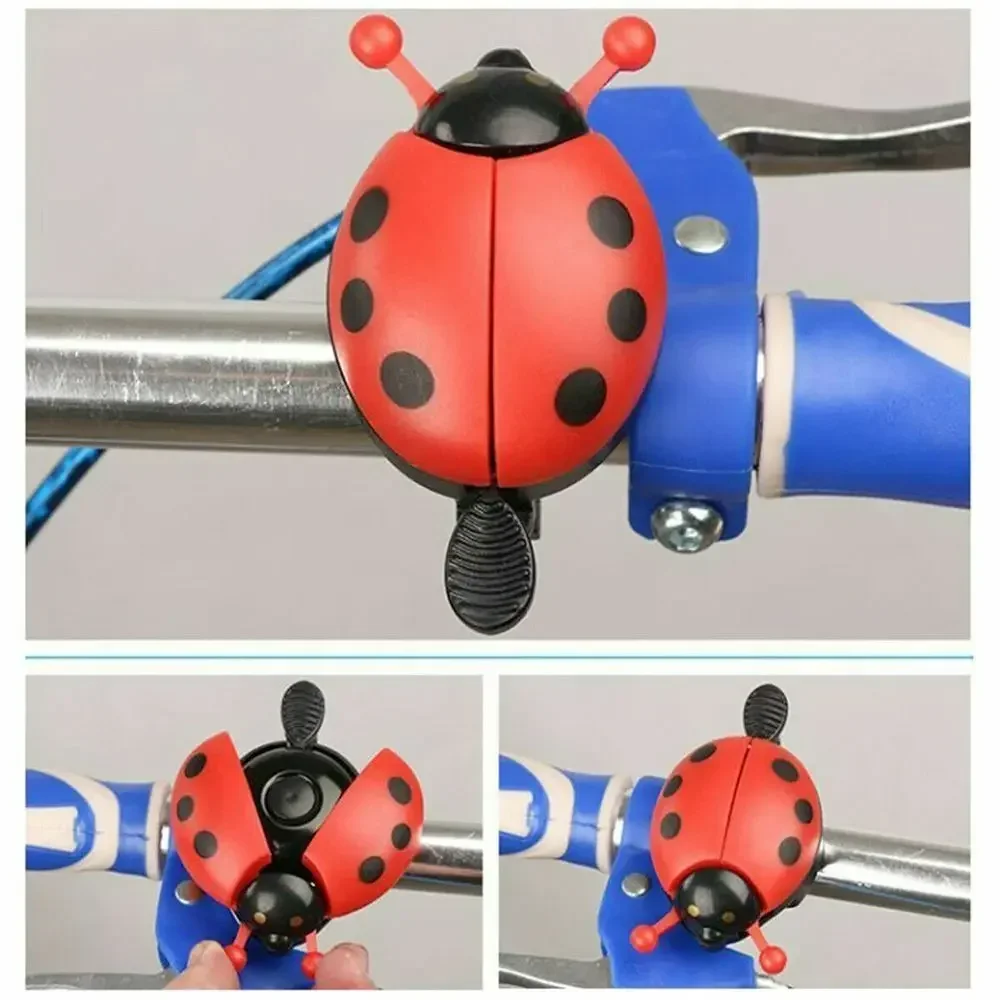 Linda campana de bicicleta de mariquita, bocina de bicicleta transparente y ruidosa para niños, campana de escarabajo de dibujos animados divertida para bicicletas de niños, seguridad con diseño adorable