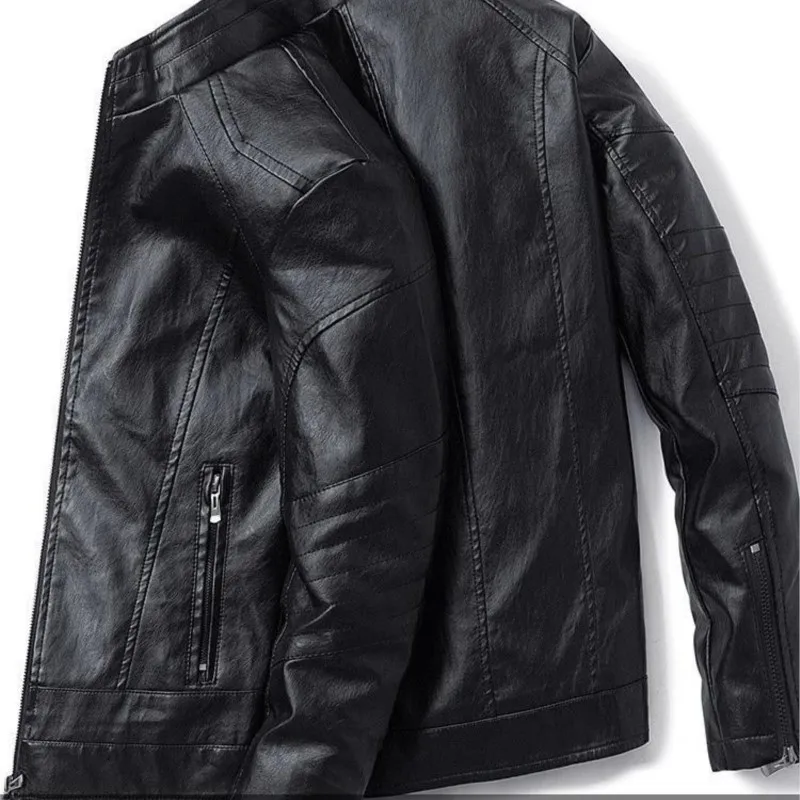 Men's fleece and thickened casual leather upper garment