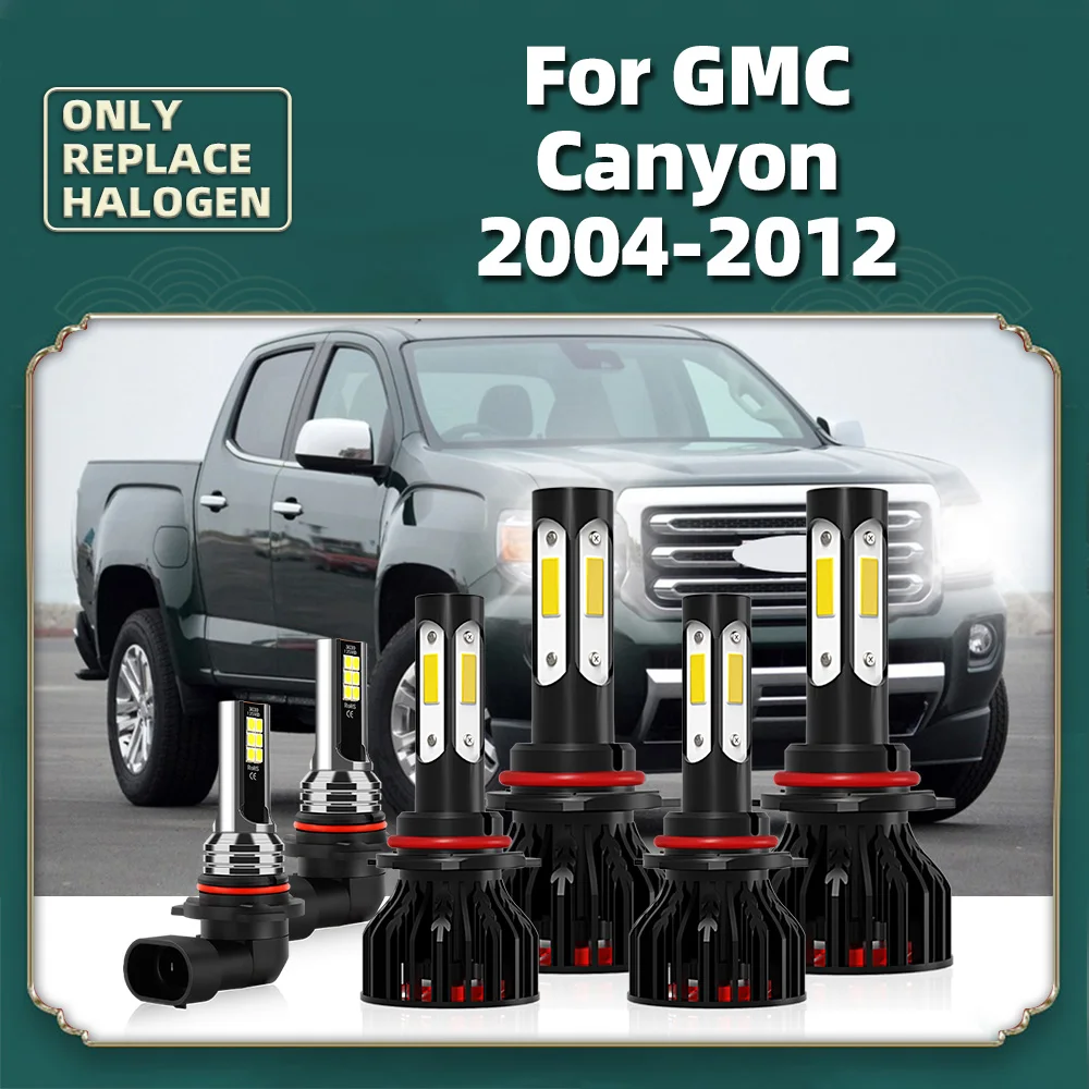 12V 6000K Fog Light Bulbs Headlight High Low Beam COB Chips 12000LM For GMC Canyon 2004 2005 2006 2007 2008 2009 2010 2011 2012