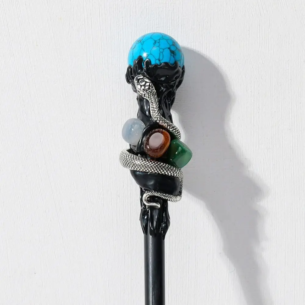 Creative Natural Crystal Magic Wand Handcrafted Witch Natural Crystal Ball Scepter Durable Portable Crystal Magic Wand Cosplay
