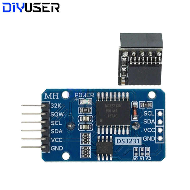 DIYUSER DS3231 AT24C32 IIC Module Precision Clock Module DS3231SN / DS3231M Memory 3.3V/5V For Raspberry Pi