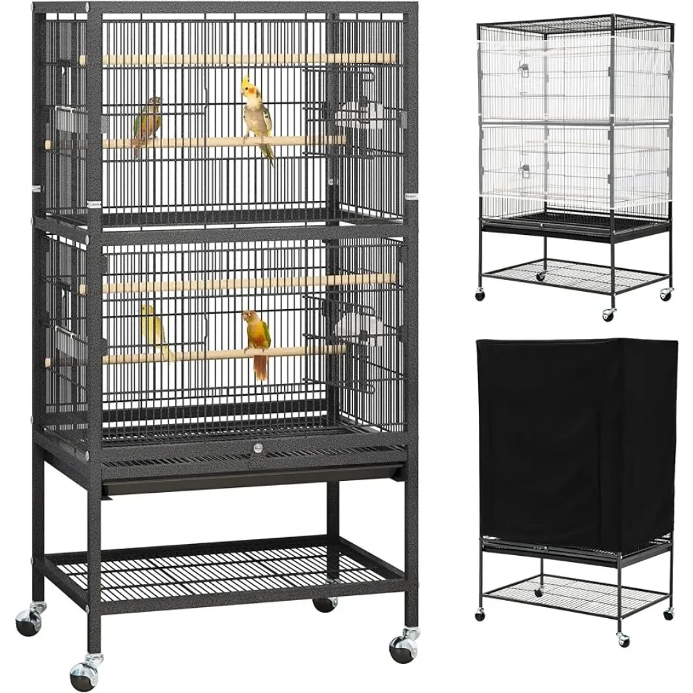 Bird Cage, 52 Inch Cage Cover and Seed Catcher, Parrot Cage, Parrot, Rooster, Pigeon, Bird Flying