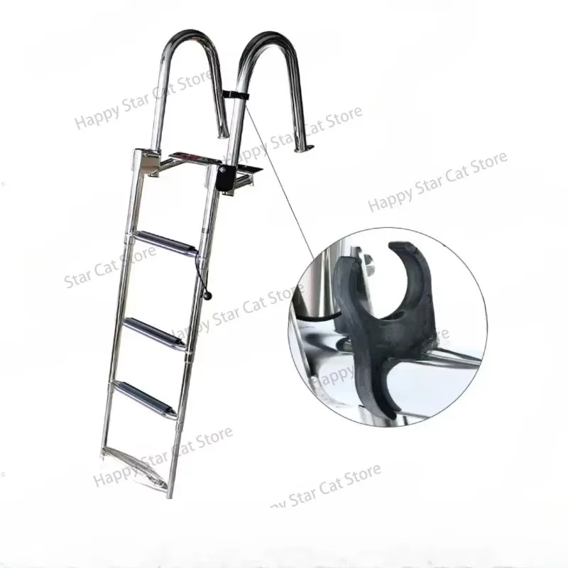 Stainless Steel Telescoping Ladder Swim Platform Boat Accessories Yacht Ladder 4 Step Marine Boat Folding Ladder Thickened