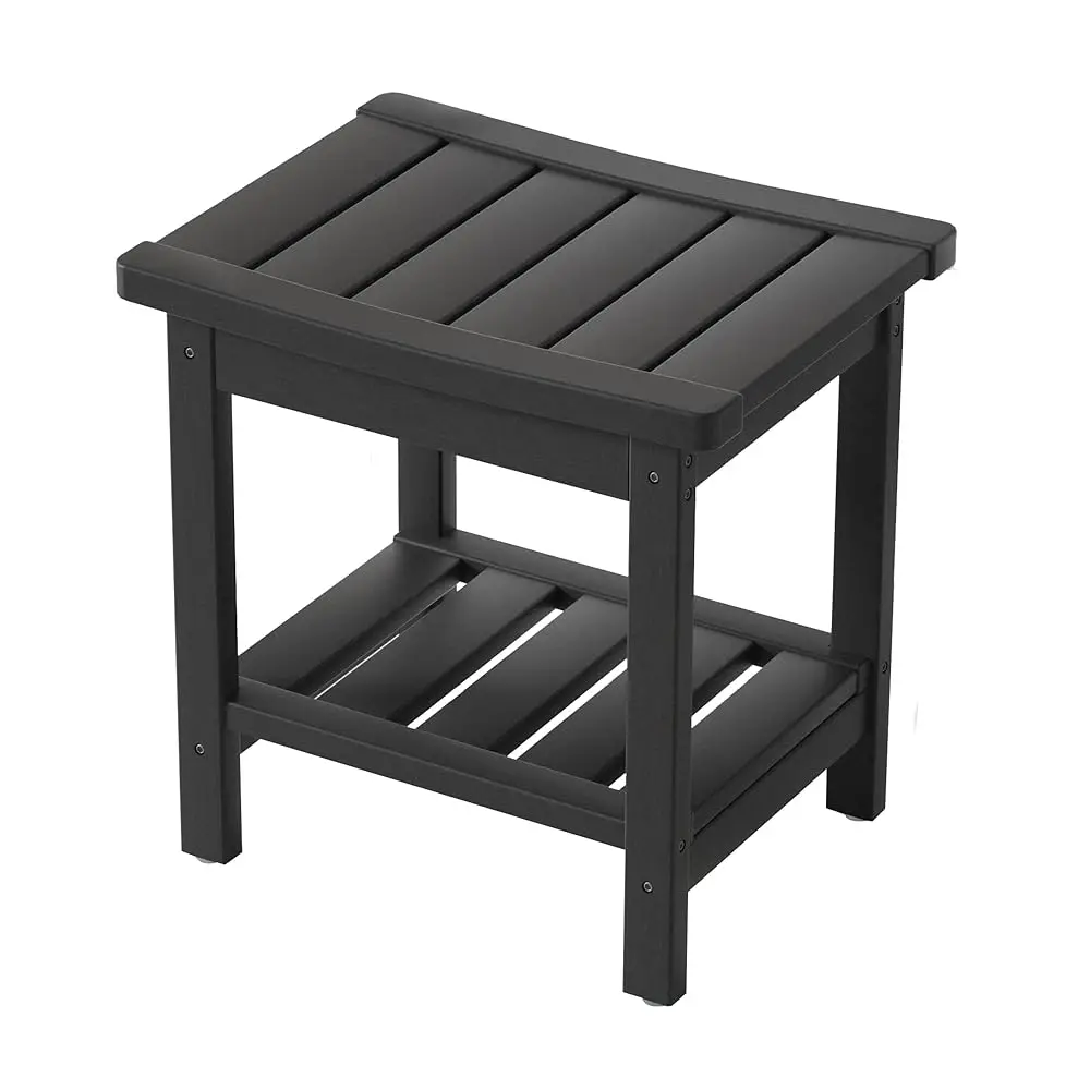 

Hdpe Shower Bench Seat Waterproof Poly Shower Stool Chair With Storage Shelf For Indoor/Outdoor Bathroom Use - Black