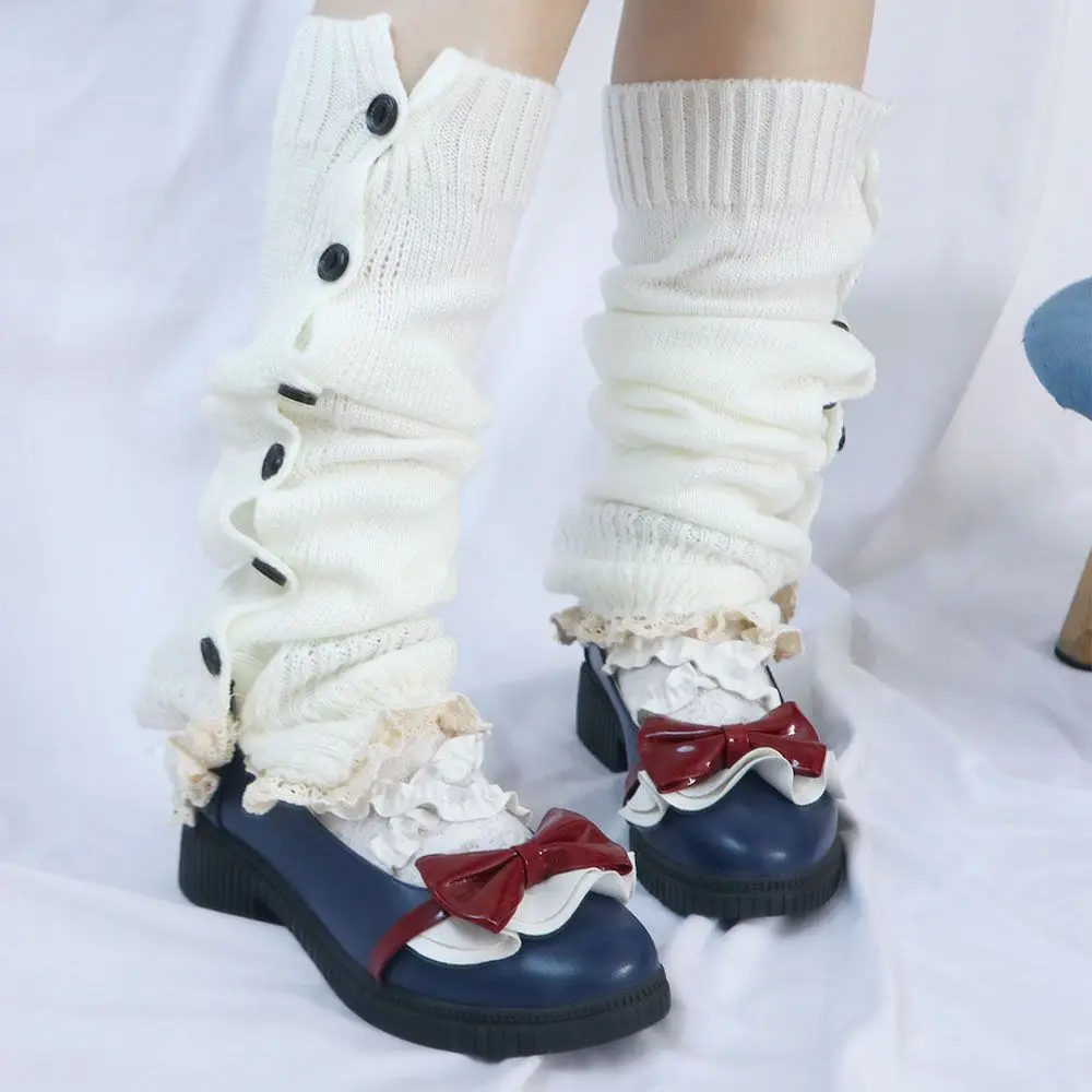 

Winter Girl Autumn Lolita Women Knitted Leg Warmers Leg Warm Socks Knee Cover Foot Cover