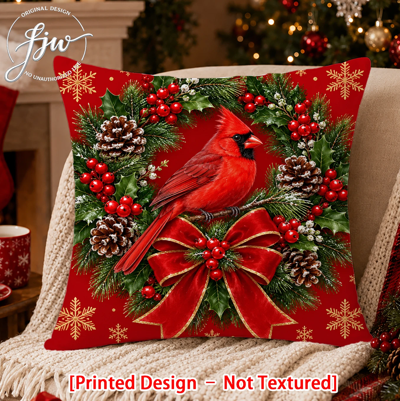 1pc Christmas Throw Pillow Covers, Winter Holiday Cushion Covers for Sofa Bed Couch