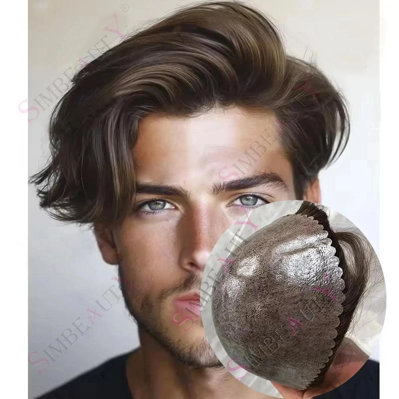 

Темно-коричневый # 3 # Мужской парик-система из 6 частей из натуральных волос, незаметный, 30 мм, волнистый/прямой, с силиконовой основой и прочной полиуретановой основой, 6 дюймов