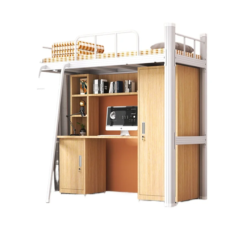 سرير علوي وسرير شقة للطاولة السفلية، وسرير بإطار حديدي مزيج من الفولاذ، ومجموعة حديثة في مهجع