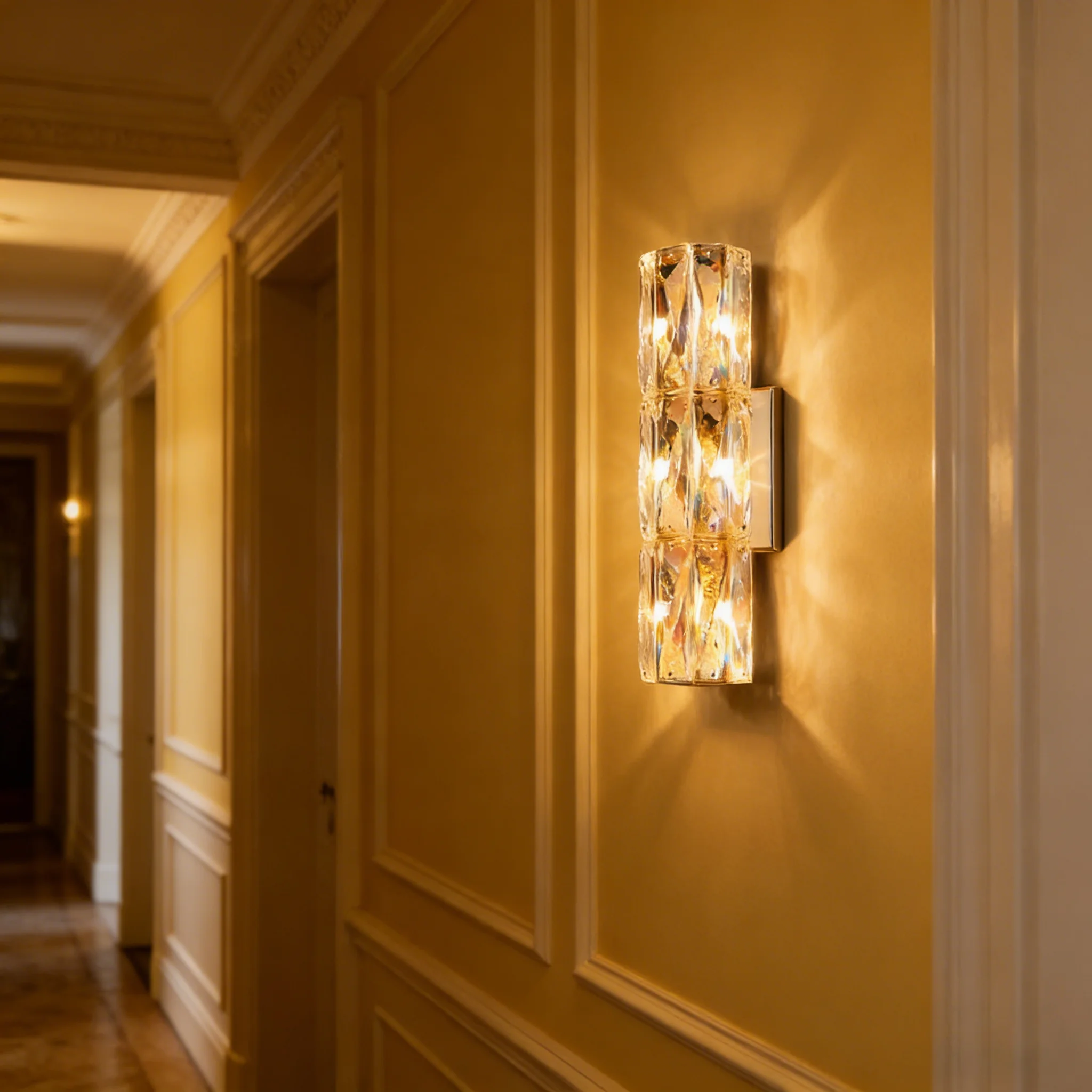 

Скандинавский минималистичный современный хрустальный светильник класса люкс для фоновой стены отеля, изголовья кровати, гостиной, спальни, коридора, лестницы