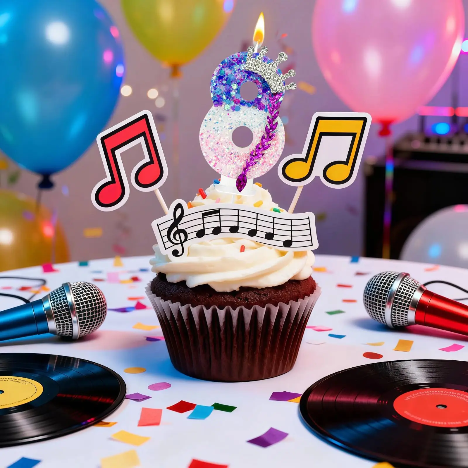 Number 0-9 Birthday Candle Pink Purple Gradient Sparkly Cake Topper – Trendy Idol Style Birthday Decorations for Party Cake ﻿