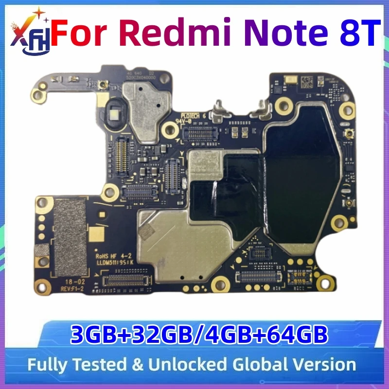 Modulo PCB della scheda madre per Redmi Note 8T, muslimb, 32GB 64GB ROM, scheda madre sbloccata, con processore Snapdragon 665