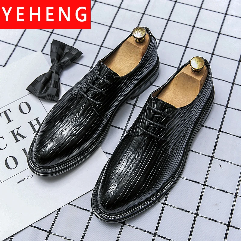 

Итальянские классические мужские кожаные туфли на шнуровке, модные деловые туфли-оксфорды, кожаные модельные офисные повседневные мужские туфли из быка