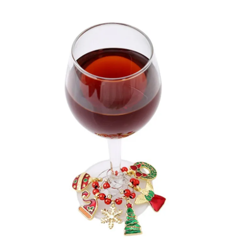 Marcadores De Vidro De Vinho Criativo, Cálice Identificação, Pingando Óleo Bebida Marcador, Charme Dos Desenhos Animados, Decoração Da Festa De Natal, 10pcs