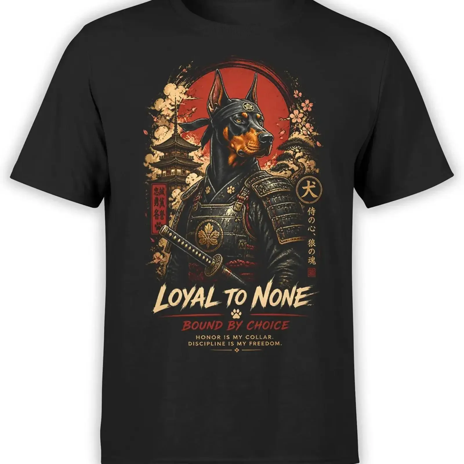 Ronin Doberman Dog T Shirt Image 1 of 4 vintage Washed fashion Stretched Soft Slightly Top For Everyday Wear graphic Versatile