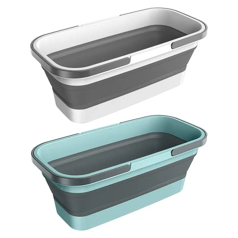 Portable Silicone Bucket For Household Large Mop Bucket Rectangular Thickened Mop Bucket Car Washing Waterpot   with Handle