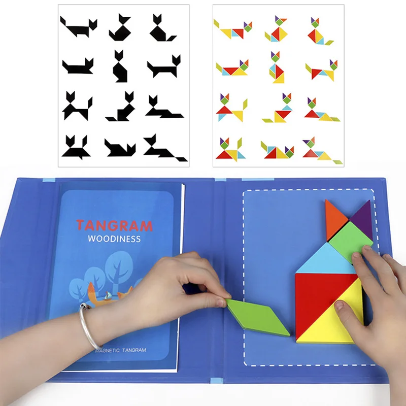 Children\'s Magnetic Jigsaw Puzzle Montessori Teaching Aids Magnetic Tangram Puzzle Early Education Educational Toys For Children