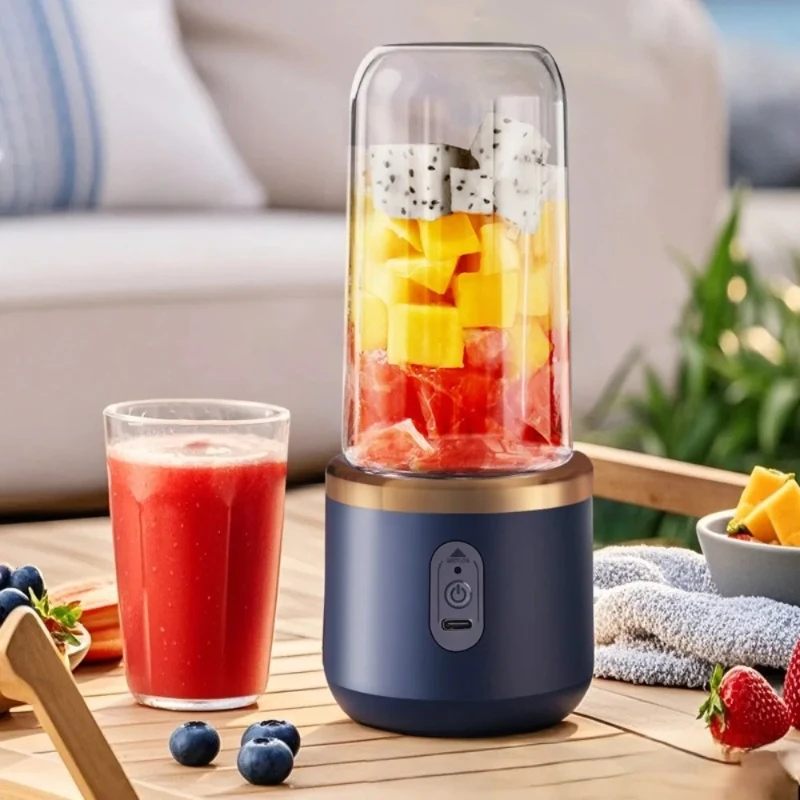 Tragbarer elektrischer Entsafter, multifunktionaler Doppeltassen-Entsafter, Obstmixer, Milchshake, wiederaufladbarer USB-Mixer, Smoothie-Maker
