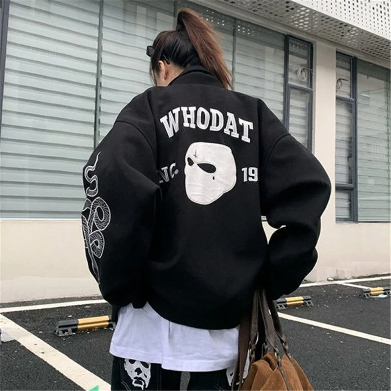 Women's Bomber Jacket Harajuku Hip Hop Oversized Black Coat Unisex Spring Velvet Jacket Bomber Jacket chaquetas