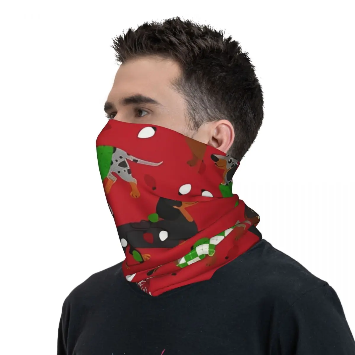 Christmas Print Red Dog Bandana Cool Balaclava Autumn Hunting Fishing UV Protection Cycling Mask Seamless Soft Face Cover Mask