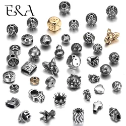 Stainless Steel Animal Patterned Spacers Beads 2mm Small Hole Charms for Beaded Bracelet Accessories DIY Jewelry Making