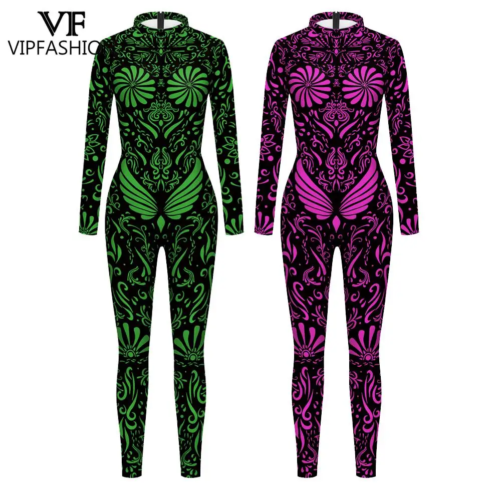 

VIP FASHION Pink Green Costume Woman Burnning Man Festival Outfit Female Party Catsuit Zentai Bodysuits Carnival Jumpsuit