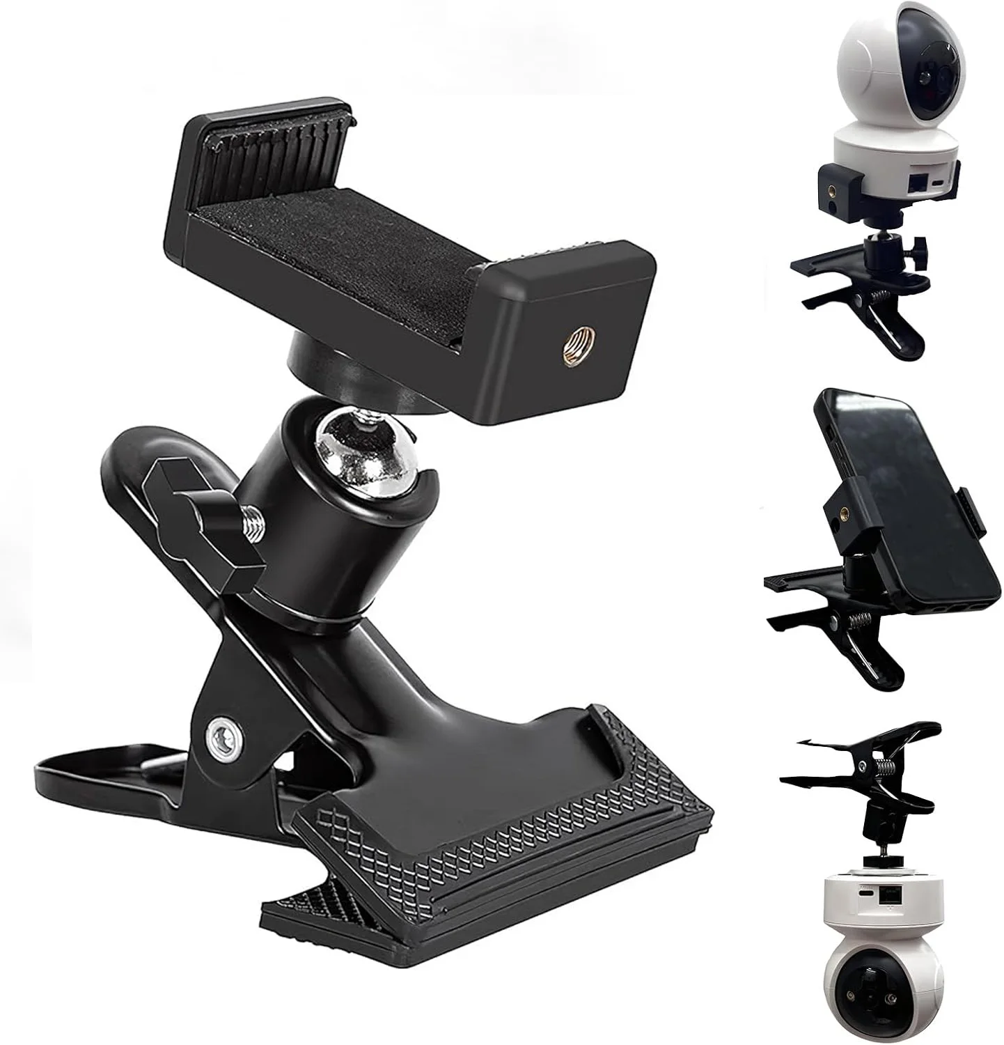 Image of Clip-Telefonhalter für Schreibtisch, Tisch, Tischplatte, flache Oberfläche, Rohr, Stange, Notenständer, mit starker Klemme 360° ° Verstellbare Handyhalterung mit Metallarm für alle