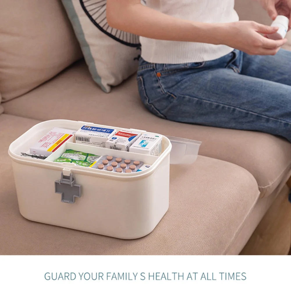 Mehrschichtige, große Pillendose, wasserdichter Medizinschrank mit großer Kapazität, Medikamenten-Tablettendose, weiße Medikamenten-Aufbewahrungsbox – Detail 2