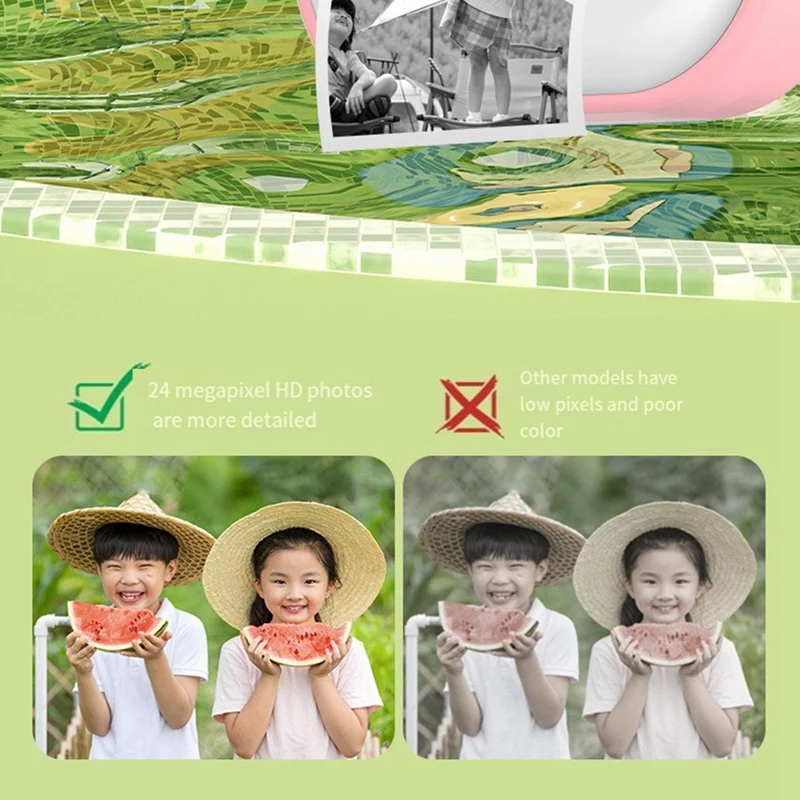 ABSQ-1080P เด็กพิมพ์กล้อง Dual กล้อง 240MP One-Touch พิมพ์กล้อง 2 ม้วน 57X25 มม.พิมพ์กระดาษ