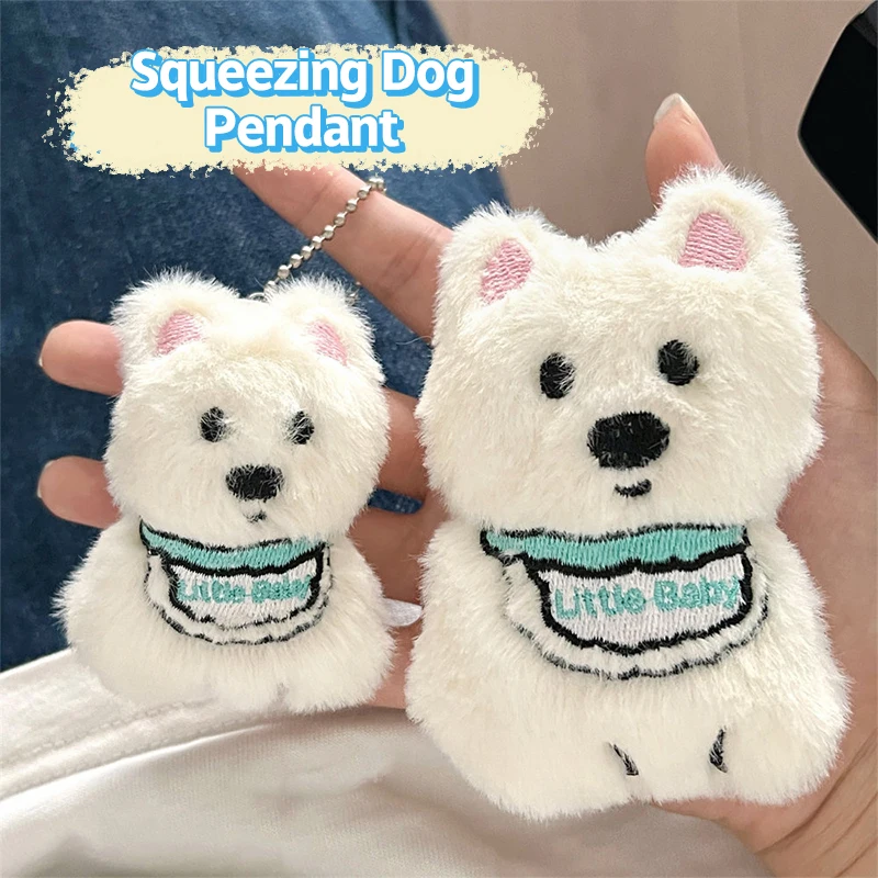 

Cartoon Squeak Puppy Keychain Pendant Cute Doll Keychain Kawaii Stuffed Dog Keyring Backpack Decoration Accessories Gifts