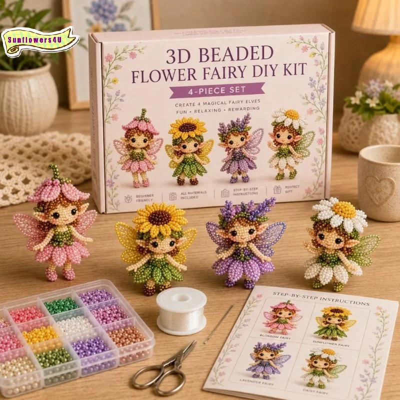 3D Beaded Forest Elf DIY Making Kit Educational Handmade Craft Set for Kids Home Crafting Parent Child Bonding Birthday Gift