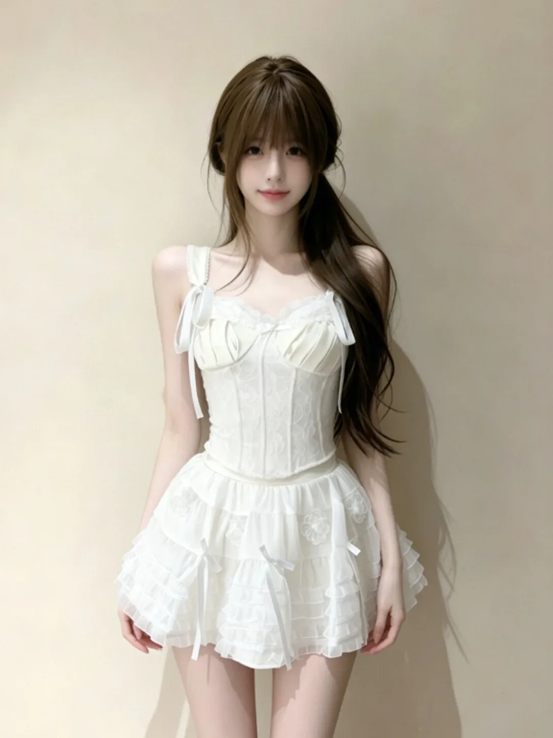 

Unique Soft Style Cute Short Skirt And Strap Top Two Piece Set Youthful Summer Outfit Comfortable Breathable Casual Wear