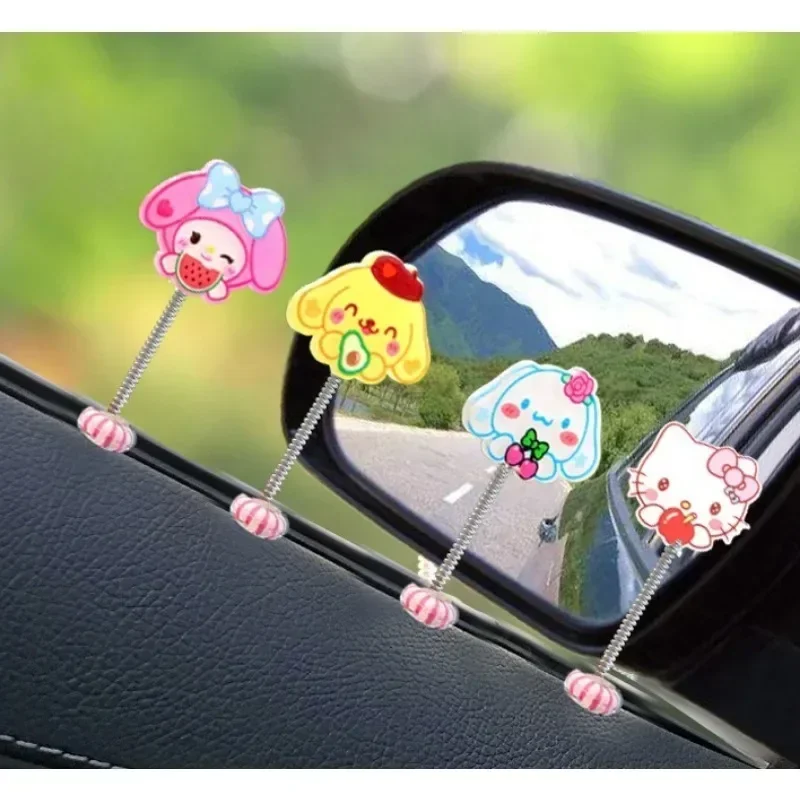 Sanrio Hello Kitty My Melody Cinnamoroll Doll Anime Figure Q Figural Car Center Console Decoration Model Children Birthday Gifts