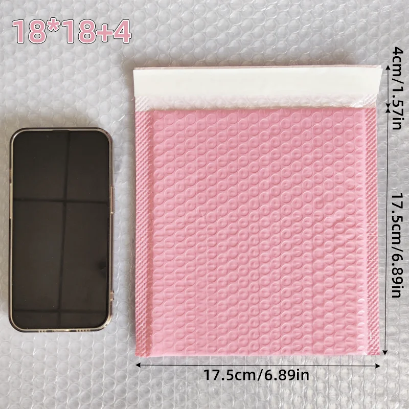 20개 18x18cm 정사각형 핑크 버블 메일러 작은 상자용 강력한 패딩 봉투 DIY 키트 소형 공예품 서프라이즈 선물용