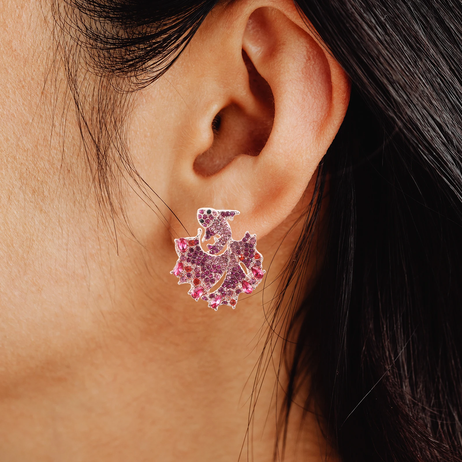 

1Pair Women Rhinestone Fish Drop Earrings Vintage Statement Dangle Jewelry Lightweight Drop Accessories for Special Occasion