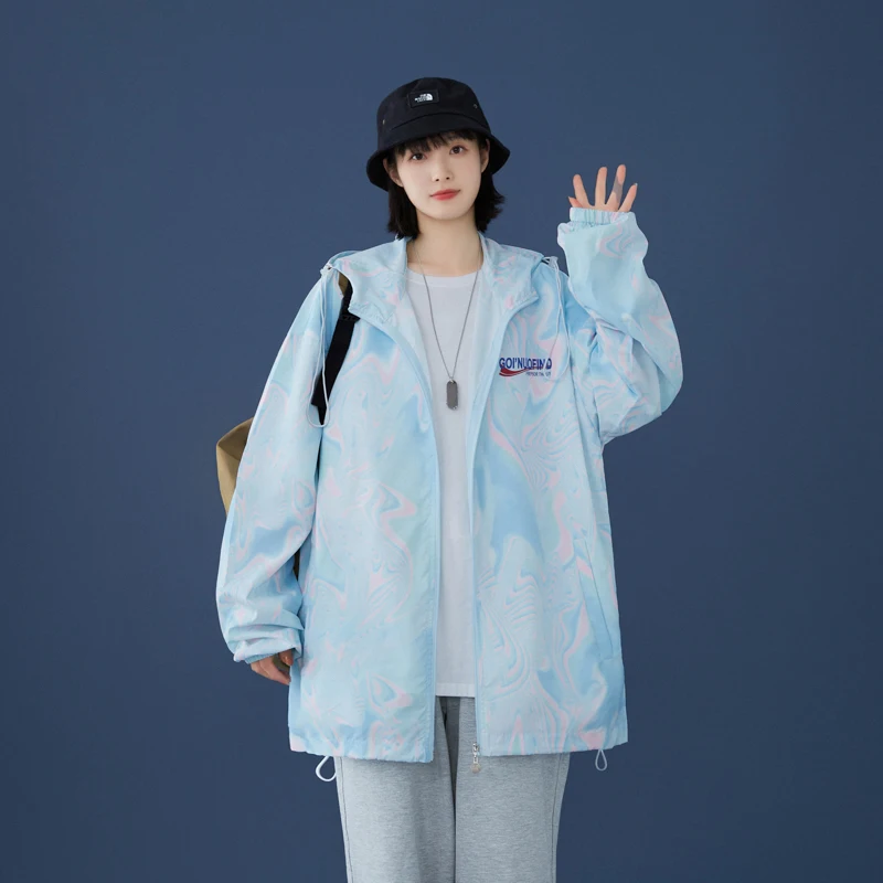 

Мужская летняя тонкая дышащая куртка из ледяного шелка с защитой от солнца, быстросохнущая, легкая, модная, с капюшоном, на молнии, свободного кроя