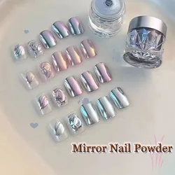 Luar-Espelho Nails Glitter Pó, Poeira Chrome, Cat Eye, Metal Whitening, Nail Enhancement, Aurora, Nail Decoration