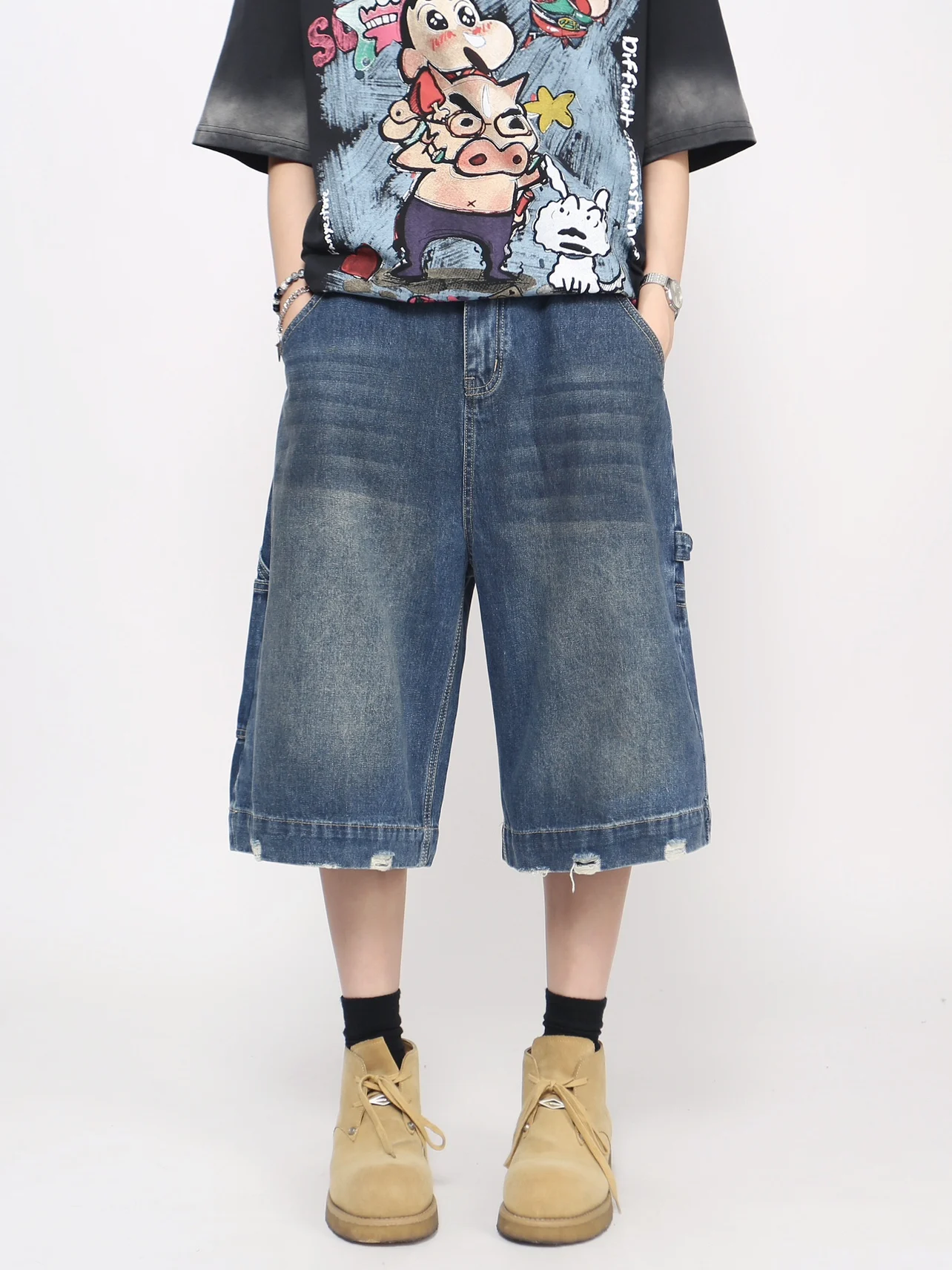 

Мужские летние джинсы-брюки свободного кроя в стиле ретро-американский деним, прямые, повседневные, молодежные, модные, прямые джинсы-трубы