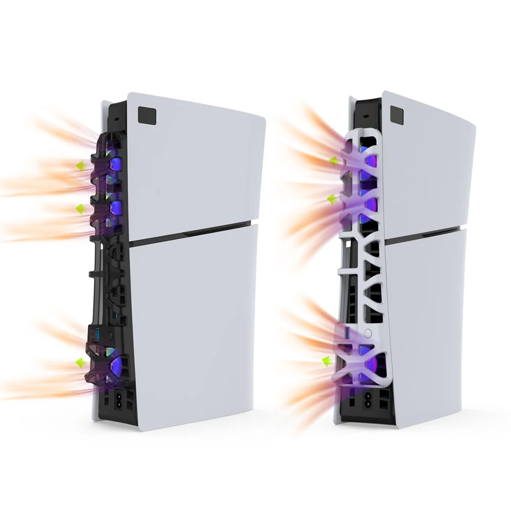 For PS5Slim Console Cooling Tape RGB Light Fanfor PS5Slim Gaming Console Temperature Control Cooling Cooling Fan