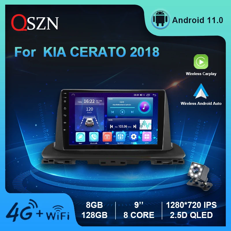 

QSZN For Kia Cerato 4 IV 2018 - 2021 Car Radio 4G GPS WIFI Video Multimedia Player DSP Carplay+Auto 8 Core Android 11 Head Unit