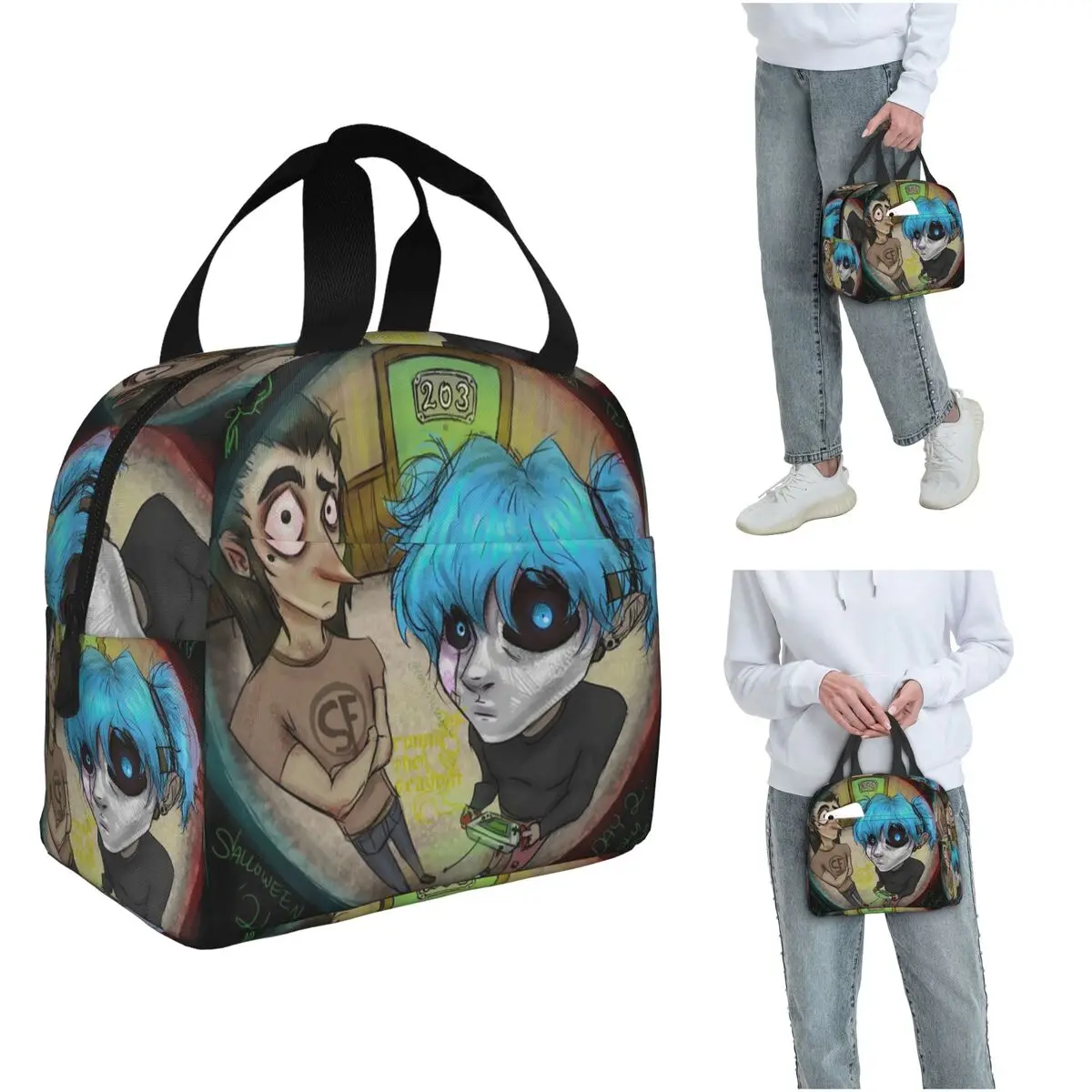 Game Sally Face Terror Adventure Isolierte Lunchtasche für Damen und Kinder, tragbare Lebensmittelboxen, Thermo-Lunchbox-Tragetasche