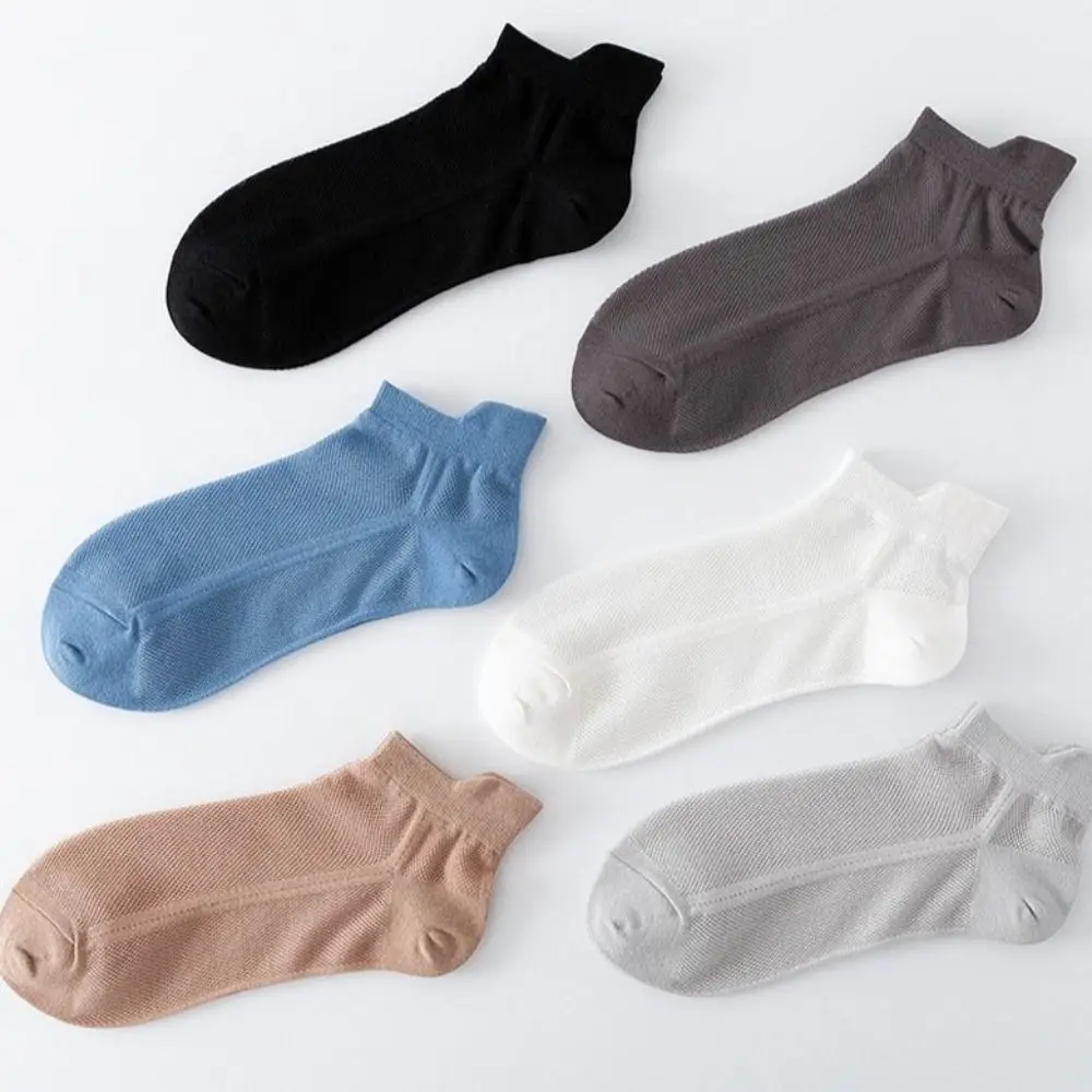 Simple Daily Mesh Socks Summer Comfortable Non-Slip Hosiery Breathable Thin Invisible Socks Sweat-absorbent Hosiery