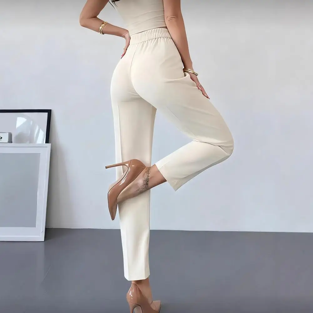 High Waist Formal Ankle Length Pants Women Casual Classic Slim Pantalones Korean Office Pencil Sweatpants Straight Suit Trousers