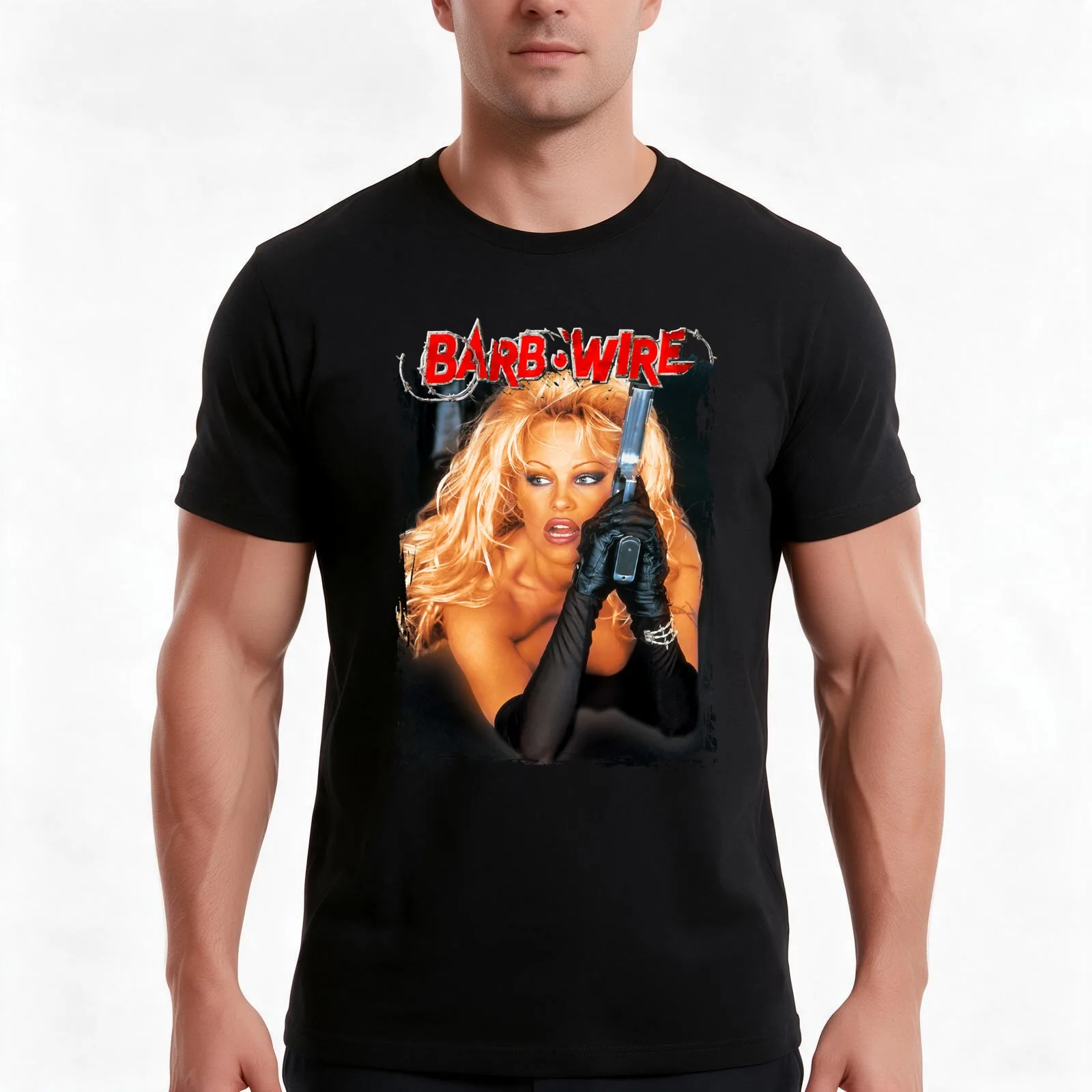 Barb Wire T-Shirt Summer Casual Cotton Tee Oversized Streetwear Tops Vintage Graphic Print Loose Fit Short Sleeve
