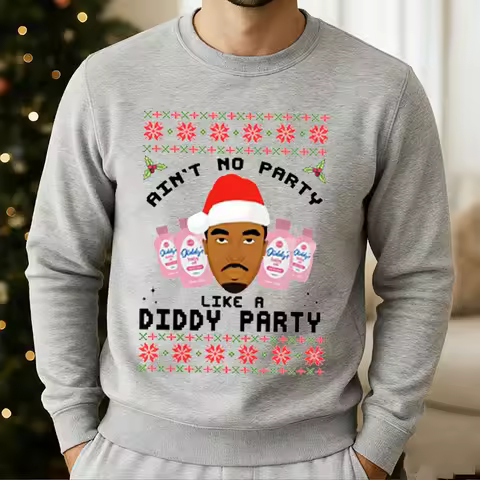 Funny Diddy Party Christmas Ugly Xmas Sweater Style Jumper Adults Humour Xmas Offensive Men's Hoodie Sweatshirt Sportswear