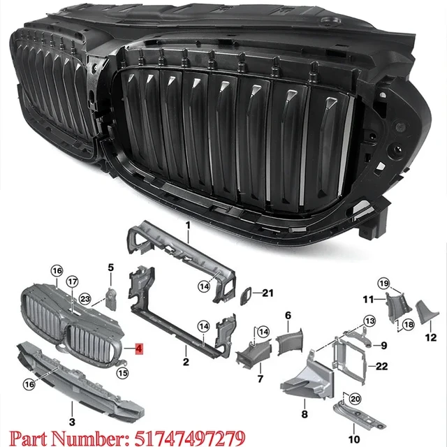 51747497279 Front Upper Radiator Grille Active Air Shutter For BMW 