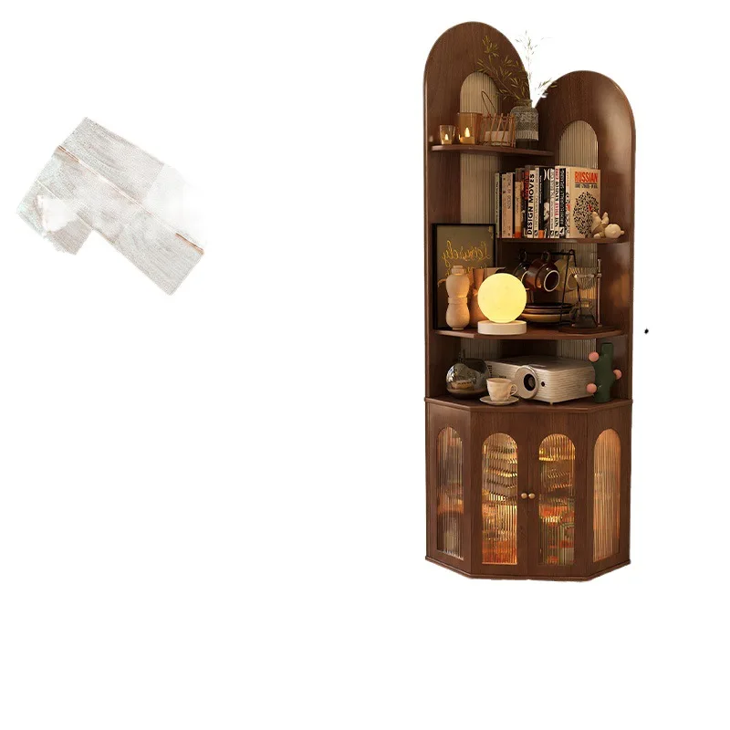 

All solid wood triangular corner cabinet corner cabinet corner rack storage cabinet living room locker