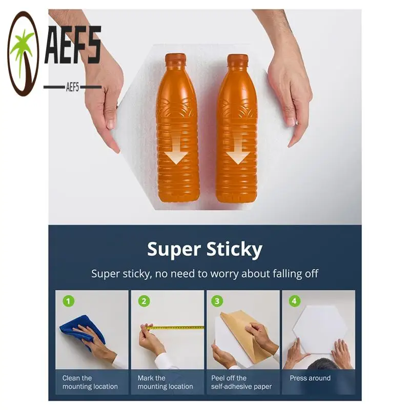 

AEF5-12 Pack Звуковые акустические панели, 12 х 10 х 0,4 дюйма, шестигранные самоклеящиеся звукоизоляционные панели, для спальни, дома, студии